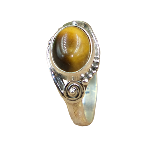 แหวนไทเกอร์อาย, แหวนเงินแท้ 925, แหวนหินสีน้ำตาล, แหวนพลอย, แหวนดีไซน์แฮนด์เมด, ของขวัญวันเกิดคริสต์มาส, เครื่องประดับ - Product Image 1