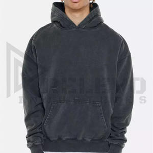 เสื้อฮู้ดผ้าเทอร์รี่ผ้าถักมีฮู้ดผ้าเทอร์รี่สีเทาสำหรับผู้ชายเสื้อฮู้ดโอเวอร์ไซส์จากนักออกแบบ OEM - Product Image 2