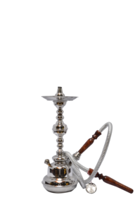 Authentique chicha égyptienne Khalil Mamoon, mini chicha classique en métal argenté, fabriquée à la main, avec tuyau (51 cm) - Product Image 6