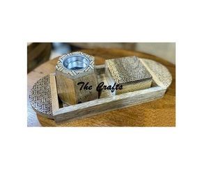 Brûleur d'encens de très bonne conception dans un brûleur Mubkhar en bois avec boîte à Oud et plateau pour la vaisselle à la maison - Product Image 1