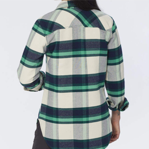 เสื้อโอเวอร์เชิ๊ตผ้าสักหลาดลายขวางนุ่มสบายสำหรับผู้หญิงเสื้อเชิ๊ตสไตล์ลำลองมีกระดุมตกแต่งทำงานฤดูใบไม้ร่วง100% ด้านหน้าเป็นชั้น - Product Image 6