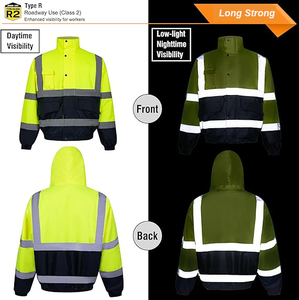 Ropa DE SEGURIDAD reflectante de alta visibilidad para hombre, ropa de trabajo, chaqueta de seguridad de invierno, cuello levantado, chaqueta Parka de seguridad vial - Product Image 2