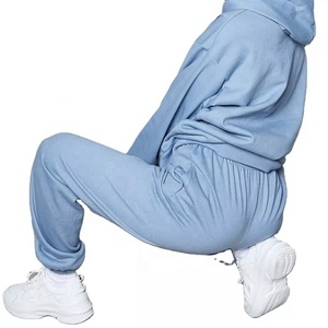 Sweat à capuche en coton à manches longues surdimensionné pour femmes pull d'hiver poche kangourou poche avant cordon de serrage épaule tombante - Product Image 4