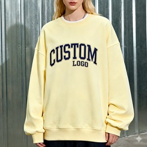 Suéter de Cuello Alto Holgado con Letras Bordadas, de Felpa de Algodón Ecológico y Transpirable, Personalizado por el Fabricante, para Otoño - Product Image 1