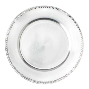 Assiette de service ronde classique en métal argenté, plateau de service en acier inoxydable à bord festonné pour mariage et décoration de table à domicile, bon prix - Product Image 6