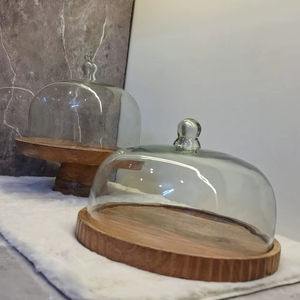 Nouveau support à gâteau rond en bois et verre écologique, lavage à la main uniquement, support à gâteau en verre, vaisselle de service, support à gâteau en verre - Product Image 5