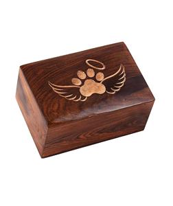 Paw Engraved Rosewood <b>Pet</b> Urn <b>for</b> Dogs Cats Memorial Keepsake Urns <b>for</b> <b>Ashes</b>, Photo Wooden <b>Box</b> (45 Cubic in Angel Wing - White) - Product Image 3
