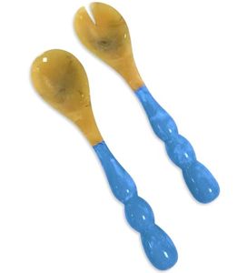 Cuillère en corne de buffle au design de luxe Cuillère à salade pour servir la salade Outils de cuisine pour la maison Cuillère d'hôtel Ensemble fait à la main - Product Image 4