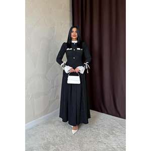 Robe de soirée noire plissée en gros - Product Image 5