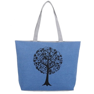 Vente en gros sac en toile de coton bleu de l'Inde sac imprimé à poignée solide avec sérigraphie - Product Image 1