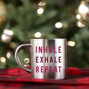 แก้วน้ำสองชั้น ขนาด 200 มล. รุ่น Inhale Exhale Repeat สีทองเงิน สไตล์คลาสสิกหรูหรา สำหรับเครื่องดื่มร้อนและเย็น แก้วน้ำดีไซน์เรียบหรู - Product Image 1