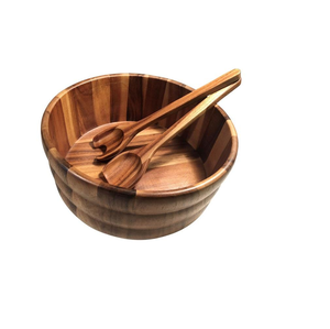 Bol de service en bois d'acacia - Design rond poli léger pour accessoires de cuisine, décoration intérieure, marque multi-artisanat - Product Image 3