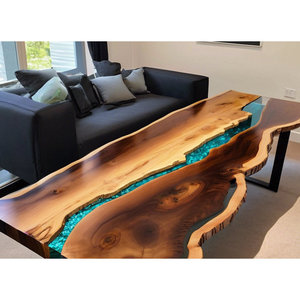 Modern Handmade <b>Epoxy</b> Resin River <b>Tables</b> Solid Wood Set for Home Bar Office Hotel with Extendable Design Hand Assembled - Product Image 2