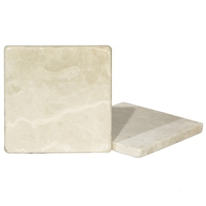 Sous-verre en pierre de marbre naturel sous-verre porte-gobelet sous-verre rond en marbre avec incrustation en laiton avec design unique ensemble de 4 pièces - Product Image 3