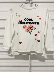 Femmes décontracté 100% coton pull sans capuche sweats à manches longues imprimé respirant brodé automne printemps avant - Product Image 2