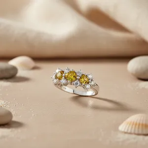 Anillo de Plata de Ley 925 con Zafiro Amarillo para Mujer - Product Image 2