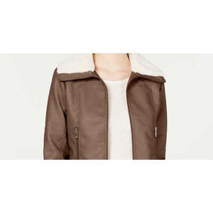 For Peanuts Beige Small Size Faux <b>Fur</b>-Collar Moto <b>Jacket</b> Coffee Shop Juniors Corduroy Bomber Style Sheep Skin Autumn Solid - Product Image 2