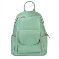 Sac à dos souple pour femme en cuir véritable Dollar avec accessoires dorés - Fermeture éclair - 28x16x31cm - Fabriqué en Italie - Art. 24034