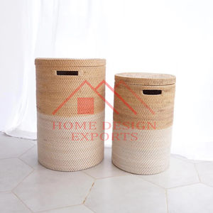 Cesta de ropa de diseño de ratán de dos tonos naturales para decoración del hogar último diseño cesta de ratán para organizador de ropa superventas - Product Image 1