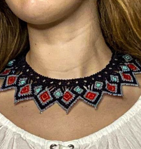 <b>Beaded</b> <b>Necklace</b> Unique Western <b>Beaded</b> Scarf <b>Necklace</b>, Fringe <b>Beaded</b> Bandana - Product Image 1