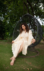 Luxe Lace Boho Maxi Dress Set Sensual for Regal House Robe Luxury <b>Vintage</b> Summer Autumn Lounge Dressing Gown Solid Pattern - Product Image 6