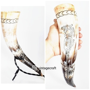 Cuerno para Beber Vikingo Thor Tallado a Mano, de Alta Calidad, Estilo Vintage, Ecológico, con Tacto Real, Personalizado para Cerveza, Hidromiel y Ale - Product Image 3