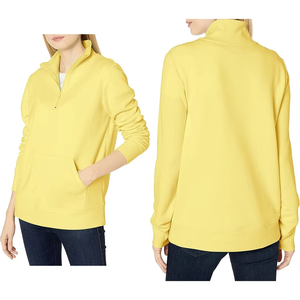 Pulls oversize pour femmes, mode d'hiver, col roulé, demi-zip, hauts longs en polaire pour tenues d'automne - Product Image 5