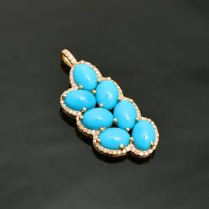 925 argent Sterling 14K plaqué or Turquoise pendentif Zircon Halo décembre pierre de naissance élégant bijoux cadeau pour les femmes - Product Image 5