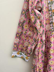 Vestido largo de algodón con estampado floral, ropa informal tradicional de colores mezclados con decoración bordada, Material de algodón 100% - Product Image 5