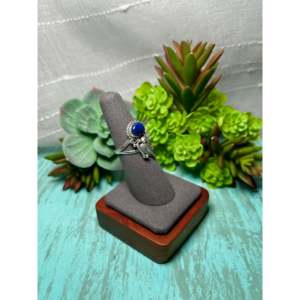 Navajo-Made Boho Style Lapis & Sterling <b>Silver</b> <b>Ring</b> Size 6.75 Platinum Rhodium Plating Gemstone <b>Statement</b> <b>Ring</b> for Everyday Wear - Product Image 2