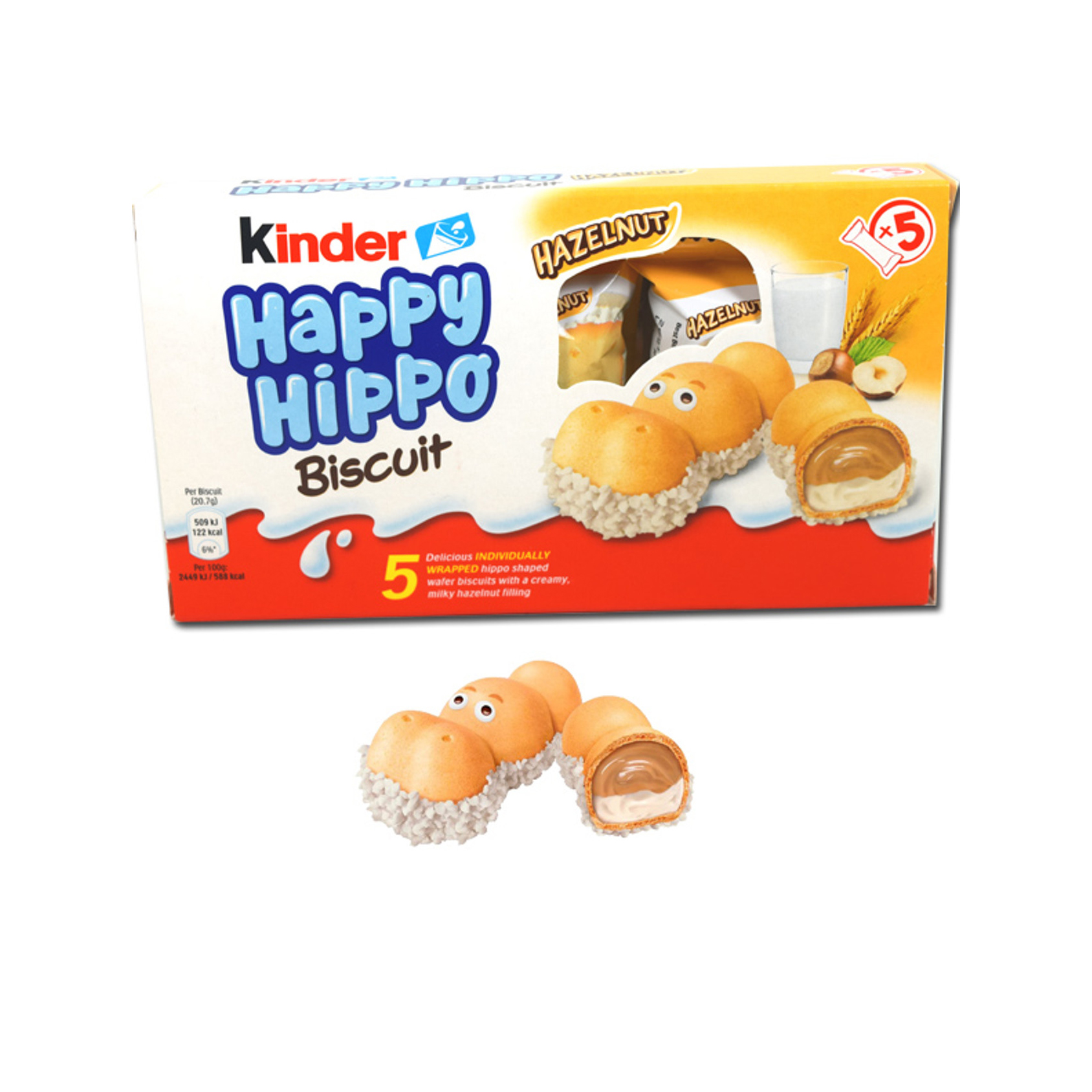 Лучший Kin Der Happy Hippo доступен в двух разных вкусных ароматах: какао и фундук.