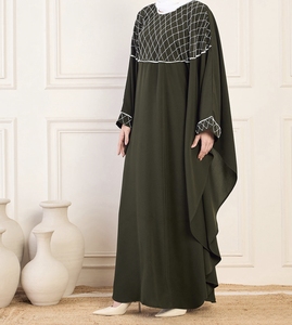 Abaya de Luxe Perlée à la Main pour Femme, Style Vintage, Robe Modeste de Créateur, Anti-Boulochage, Longueur Cheville, Collection 2026 – Vente en Gros - Product Image 1