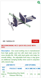 Tornillo de carpintería de liberación rápida con perro GS 1652A-01 para herramientas y equipos de joyería de joyeros - Product Image 2