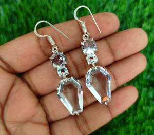 Boucles d'oreilles bohèmes à la mode en argent plaqué cercueil faites à la main cristal goutte diamant crochet conception femmes fiançailles cadeau de mariage - Product Image 1
