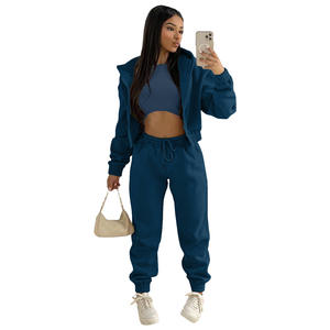 Ensemble de survêtement 2 pièces pour femmes, vêtements d'automne personnalisés avec logo, épais, jogging et sweat-shirt, vente chaude - Product Image 6