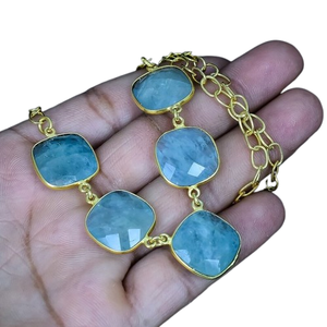 Women's Aquamarine Gemstone <b>Bracelet</b> 925 Sterling Silver <b>Boho</b> Style Charm <b>Bracelet</b> Handmade Trending Jewelry Gift - Product Image 1