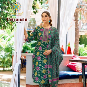 Broderie imprimée en coton droit de qualité supérieure Collection Kurti Vêtements indiens et pakistanais Prix de gros pour fête et tenue décontractée - Product Image 1