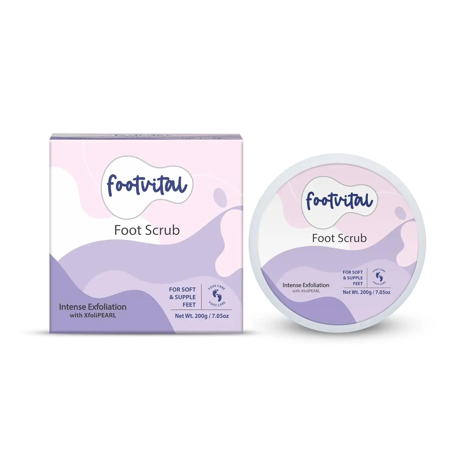 Footvital Foot Scrub with Sweet Almond Oil for Removing Dead Skin Cells of Dry & Calloused Feet, Softens Rough Heels,-200gm