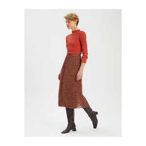 Falda midi de gasa estampada para mujer, sin forro, sin bolsillos - Product Image 1