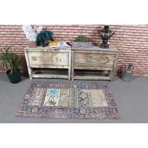 Petit tapis turc de 2,7 x 4,7 pieds, tapis marocain bleu vintage - Product Image 2