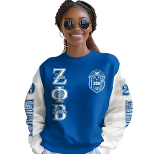 Sudadera de Forro Polar Azul de la Hermandad Zeta Phi Beta para Mujer, Ropa Griega Bordada de 1920 - Product Image 4