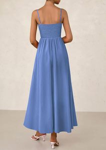 Atractivo 2025 Boho hasta el tobillo Maxi vestido para mujer sin mangas Casual Vacaciones verano tejido 100% rayón fumar señoras vestido - Product Image 3