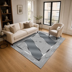 <b>RUGS</b> DEPOT LXDP-0004 Wholesale Grey Silver Contemporary Abstract Digital Printed Machine Washable Chenille Area <b>Rug</b> <b>Non</b> <b>Slip</b> - Product Image 2
