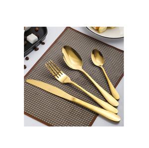 Ensemble de couverts pour dîners et fêtes à domicile, couteau, fourchette et cuillère plaqués or, nouveau style, métal poli brillant, ensemble de couverts - Product Image 2