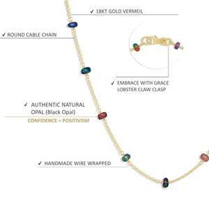 Collier de perles fines en argent sterling 925 de 18 pouces avec pierre de naissance en opale noire naturelle pour mariage ou cadeau pour femme - Product Image 4