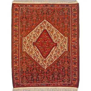 Tapis persan Sanandaj antique noué à la main en laine de haute qualité, idéal pour la décoration de la maison ou du bureau - Product Image 1