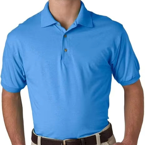 Chemise de golf à manches courtes pour homme, anti-rides, en tricot uni, 100% coton, séchage rapide, performance - Product Image 1