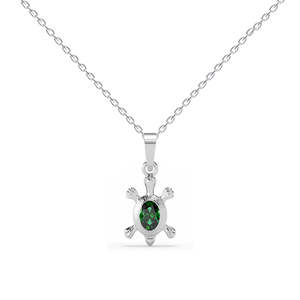 Colgante de Tortuga con Bisel Incrustado en Plata y Amuleto de Buena Suerte - Product Image 1
