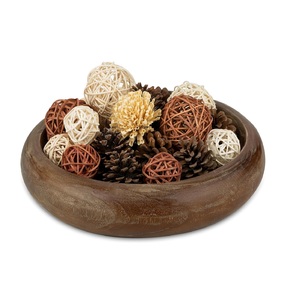 Decorative Dough Wood Bowl Round Paulownia for Decor Rustic Centerpiece Bowl for Coffee Table <b>Brown</b> - Product Image 1