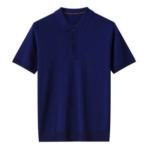Polo para hombre, camiseta de manga corta de algodón 100% con cuello fino, Primavera/Verano, informal de negocios, ajuste Extragrande - Product Image 4